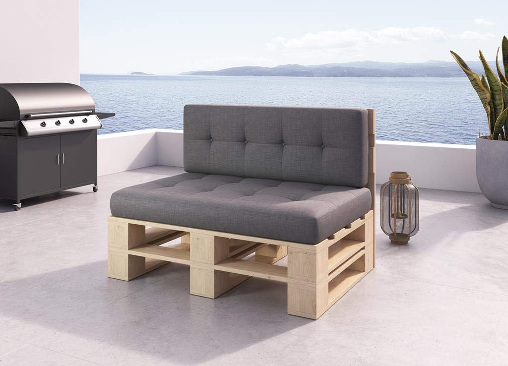 Palettenmöbel Mp Bank 120 x 80 x 40 cm Natur | Europaletten Indoor und Outdoor Lounge Gartenmöbel Holz Gartenmöbel Set Lounge Möbel Terrasse Balkon Loft Stil Paletten