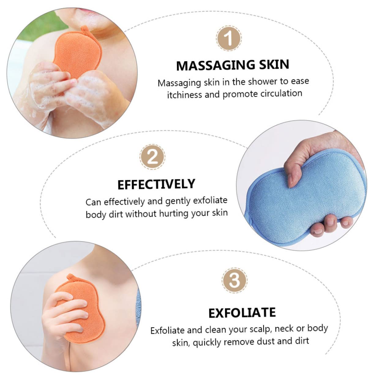 Healeved Lot De 3 Éponges Exfoliantes En Forme De Cacahuète Pour Garçons Et Filles Brosse De Bain Pour Nouveau-nés Éponges Exfoliantes Pour La 4 Pièces X 3