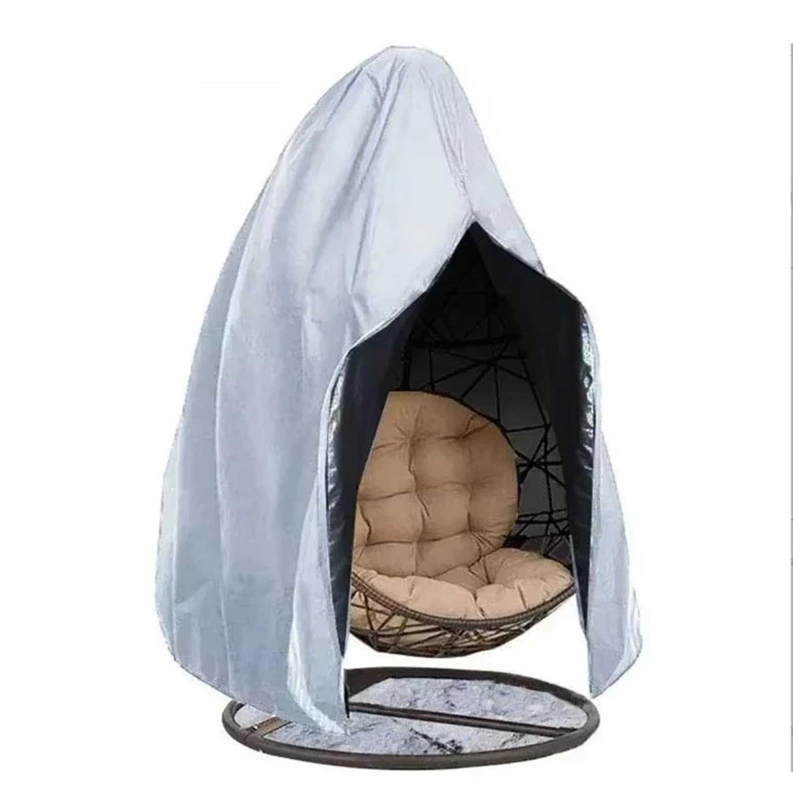Egg Chair Cover 210D Garden Protector Patio Hanging Egg Chair Cover Waterproof Heavy Duty Single/Double Seat Cocoon Swing Covers for swing hammock(Silvery,S 190x115CM)