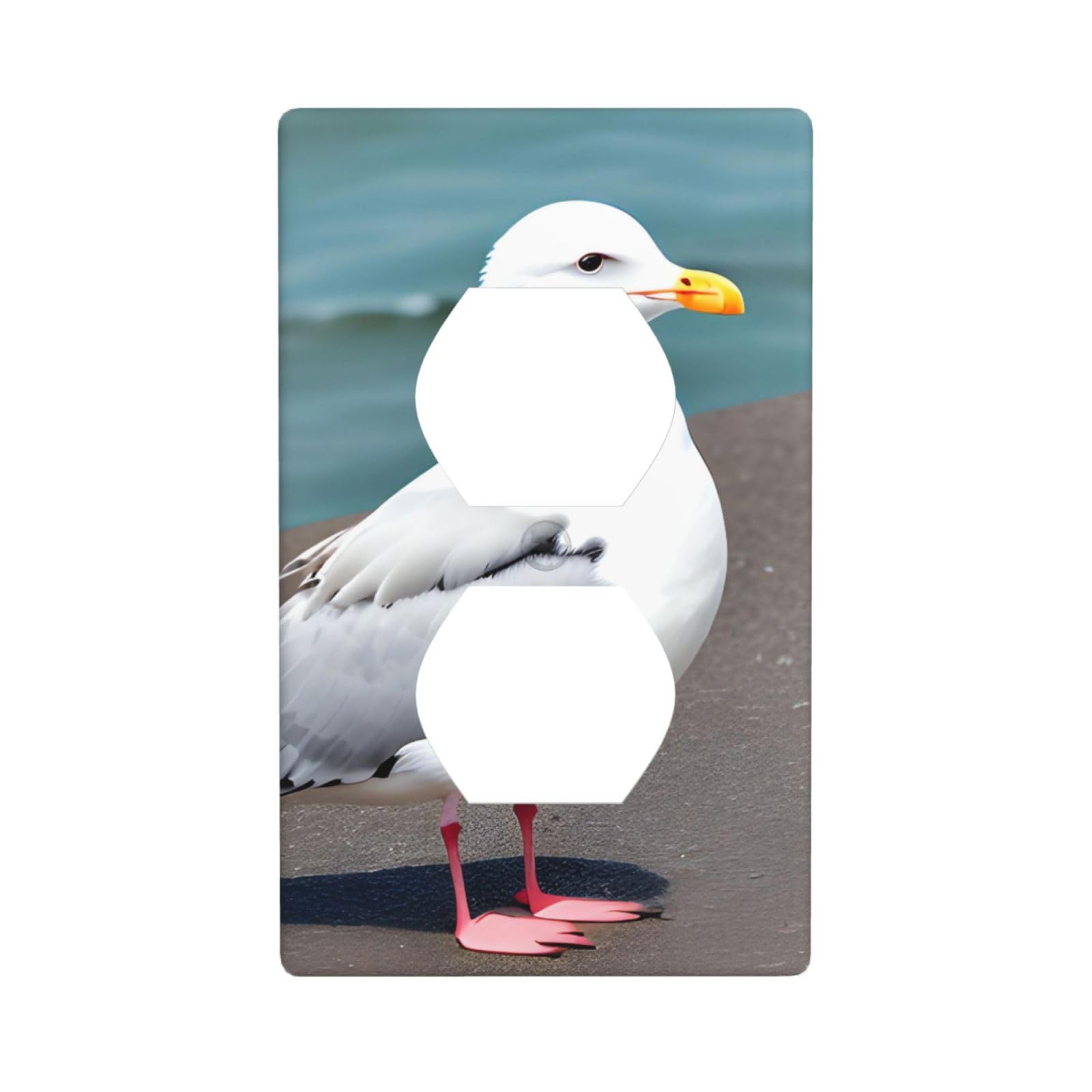 Cntdbu White Cute Seagull Unbreakable Polycarbonate Switch Plate-1 Gang Screwless Wall Plate For Home Office