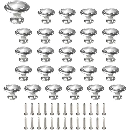 Zasiene Pomo de Armario Redondo 26 Piezas Plata Ronda Pomo Perillas de