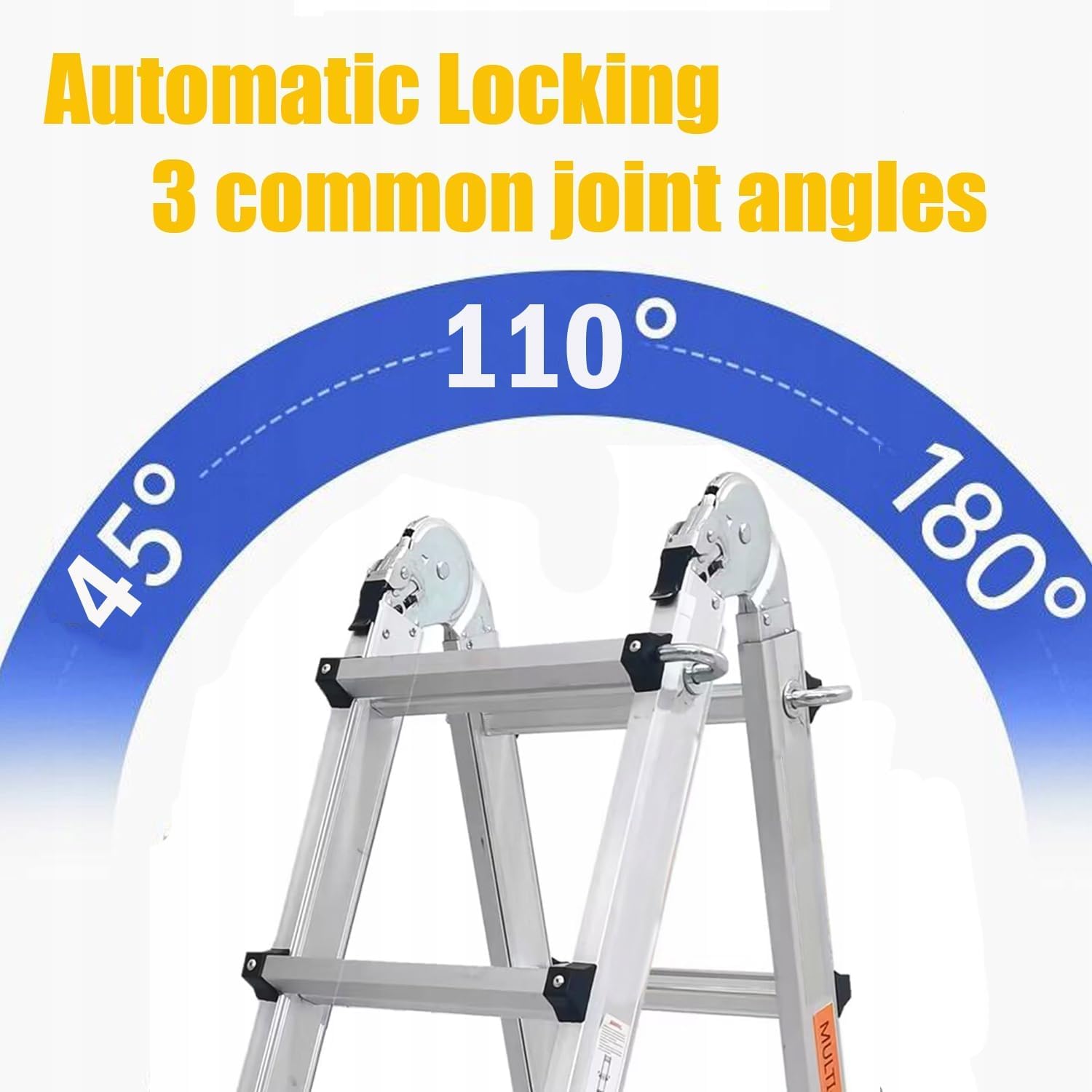 Hooha Échelle télescopique 3 en 1 en aluminium de 5 m, charge maximale de 150 kg, EN131, échelle extensible avec serrure de sécurité, échelle pliable multi-usages pour le travail extérieur
