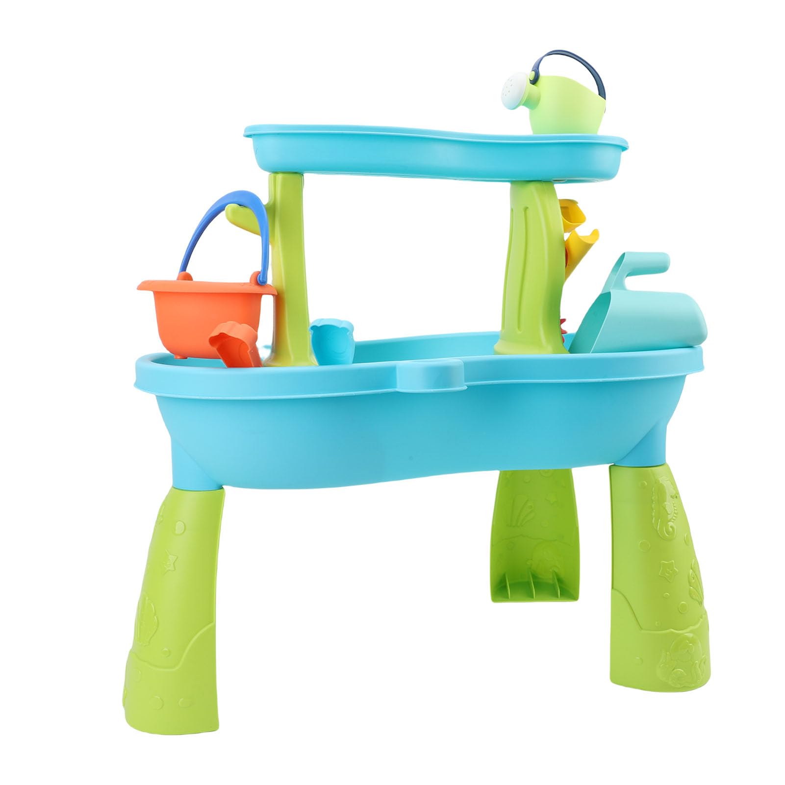 Cryfokt Sand- und Wassertisch für, Großer Wassertisch Im Strandstil mit Zwei Zonen, Kleinkind-, Sensorischer Spieltisch mit Schaufel, Eimer, Formenset für den Innen- und Außenbereich Im Alter von 1