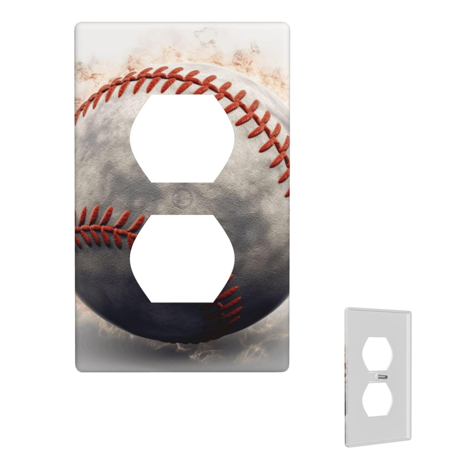 1-Gang Decorator Wall Plate baseball Light Switch Cover Single Gang Receptacle Wall Plate Standard Size 4.5" x 2.76" Wallplate Unbreakable Polycarbonate Outlet Faceplates Cover