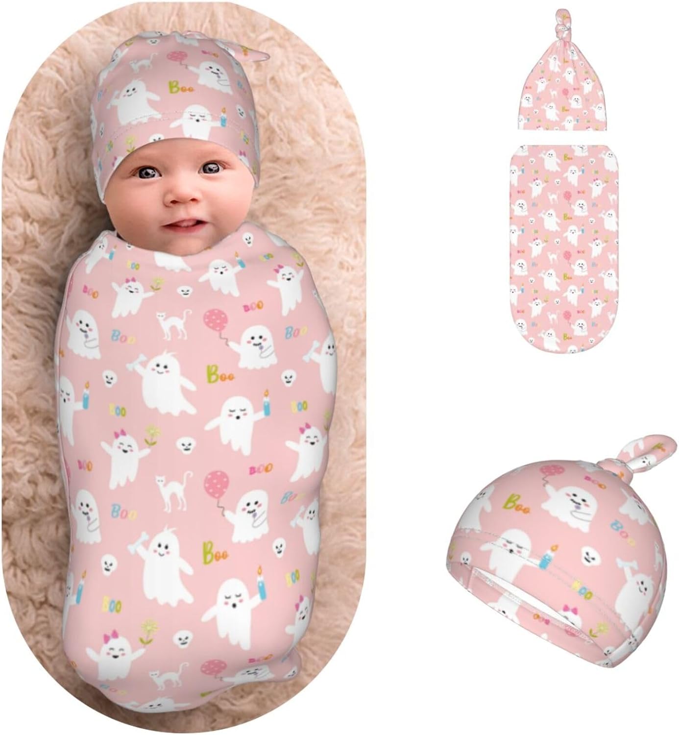 Pink Ghost Swaddle Blankets Newborn Receiving Soft Blankets