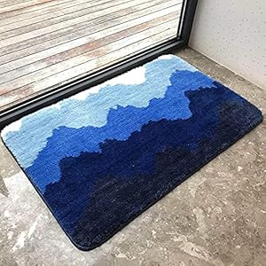 HOKIPO Large 50x80cm Soft Microfiber Bath Mats for Bathroom Home, Blue (NEW-2680-BLU)