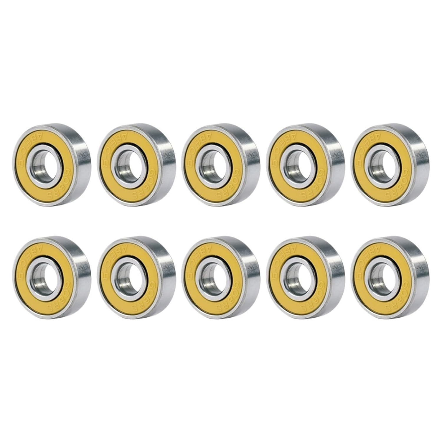 10pcs Inline Roller Skate Bearing Deep Groove 608rs ABEC-9 Miniature Ball Bearings Carbon Steel Longboard Bearing(Yellow)