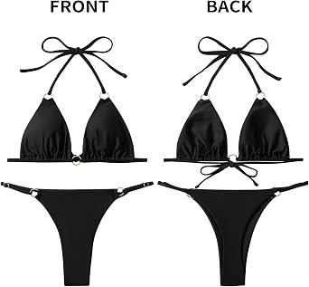 MIKETAI Sexy Bikinis for Women 2 Piece Bikini Spaghetti Strap Swimsuits Solid Color Bathing Swimwear Triangle Bathing Suit