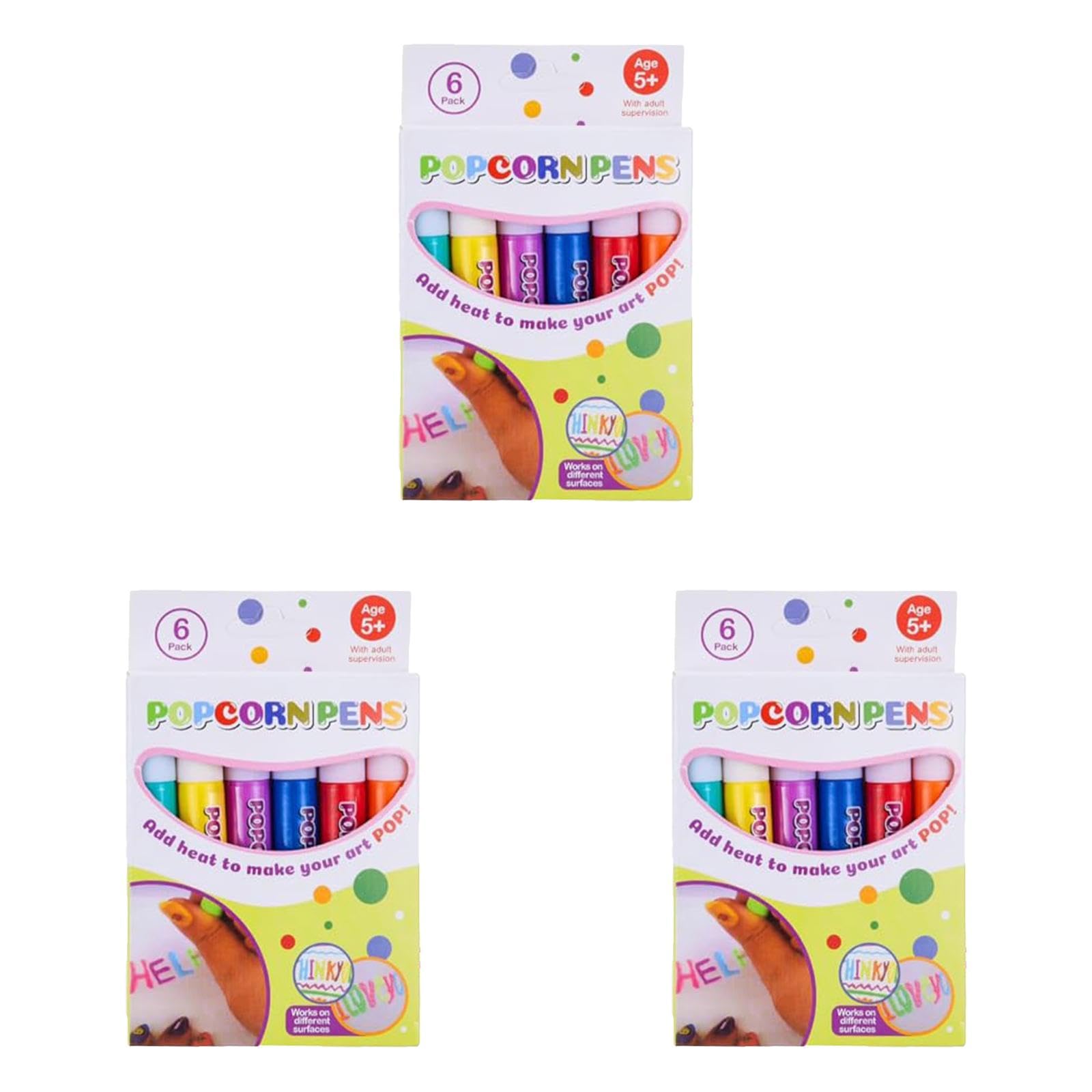18 Pcs Popcorn Pens For Kids Diy Bubble Popcorn Drawing Pens, 6 Colours