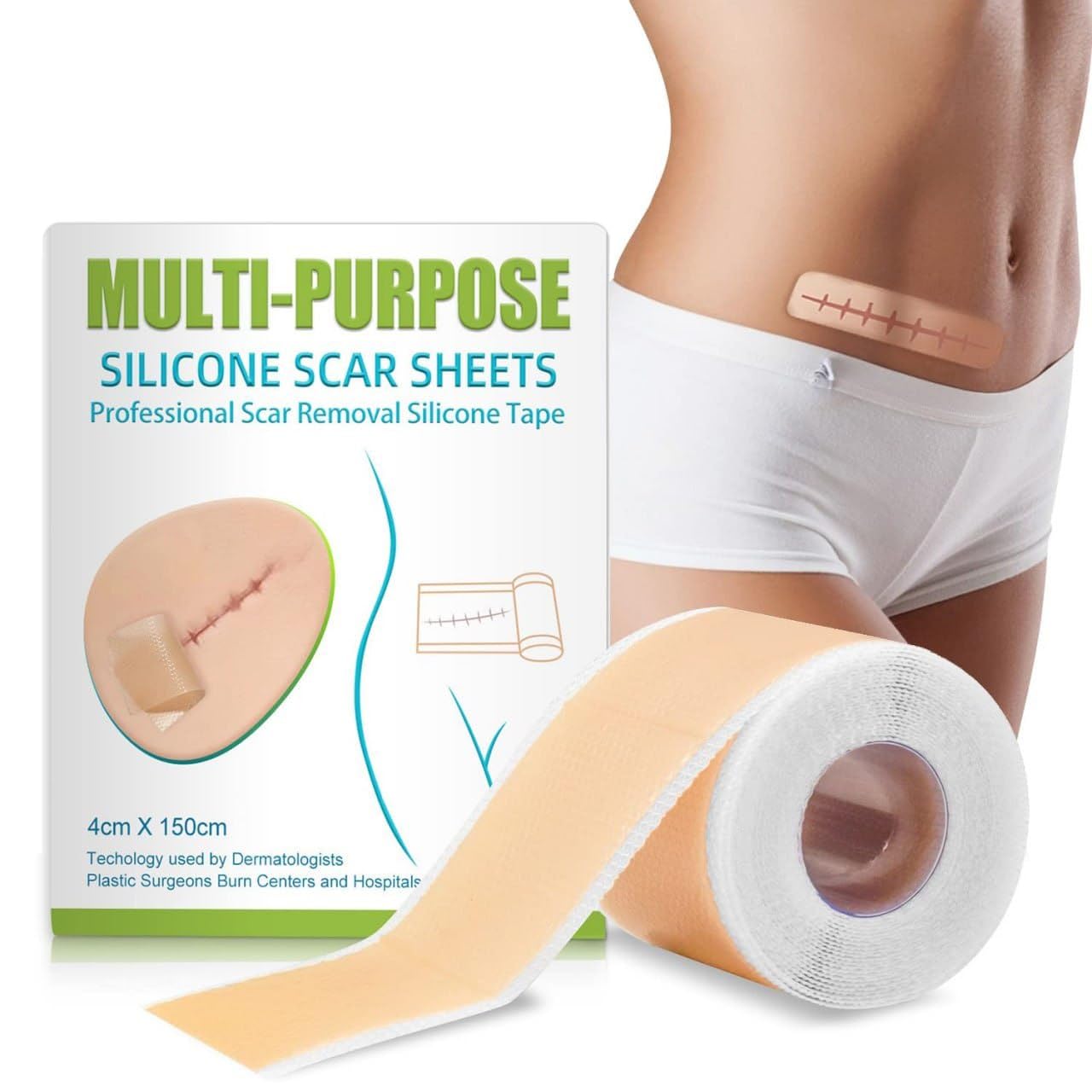 Multipurpose Silicone Scar Sheets, Silicon gel sheets for Scars Transparent Medical Silicone Gel Tape for Scar Removal, Professional Scar Removal Sheets for C-Section, Surgery, Burn, Keloids