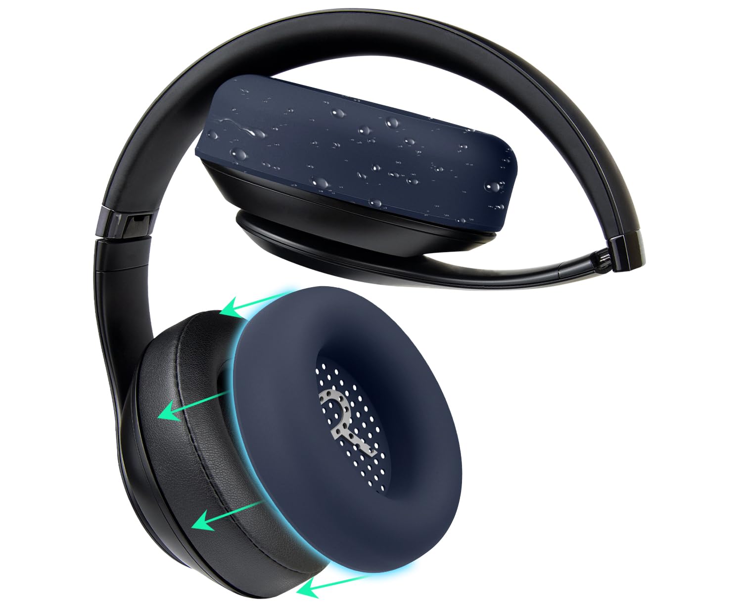 SOULWIT Silicone Earpads Cover for Beats Studio 2/3/Pro Wired/Wireless Over-Ear Headphones, Protective, Sweatproof, Washable, Durable Ear Pads Cushion Protector - Navy Blue-image-30