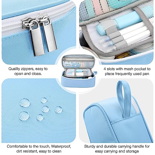 Image of Jcocylse Large Capacity Pencil Case Portable Pencil Pouch Bag School Supplies for College Students Girls Boys Adults (Light Blue)