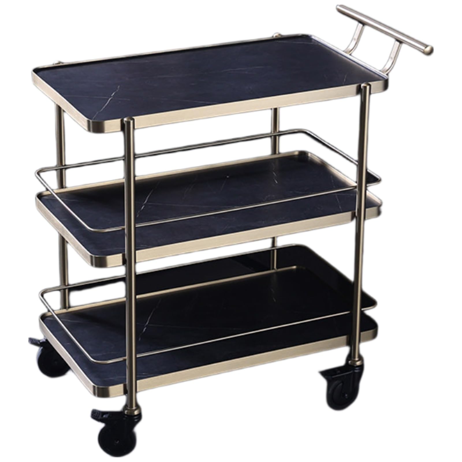 Kiboncy A Luxury Rolling Utility Cart, E1 Environmental Solid Wood Tiered Storage Trolley With Brake Wheels, Mobile Wine Dessert Serving Cart For Bar Kitchen Party(,Medium)