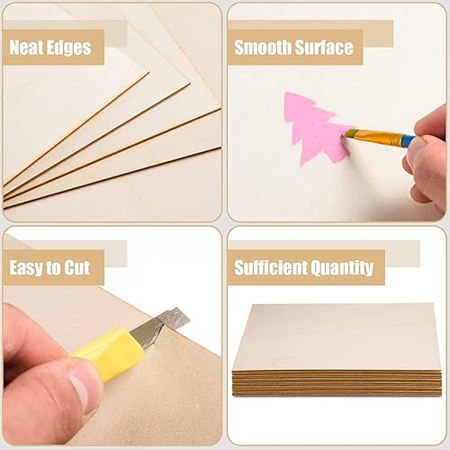 Miniatura 10 de Paquete de 12 hojas de madera de tilo de 4 x 8 x 116 pulgadas de grosor para manualidades, hojas de madera contrachapada sin terminar, tableros