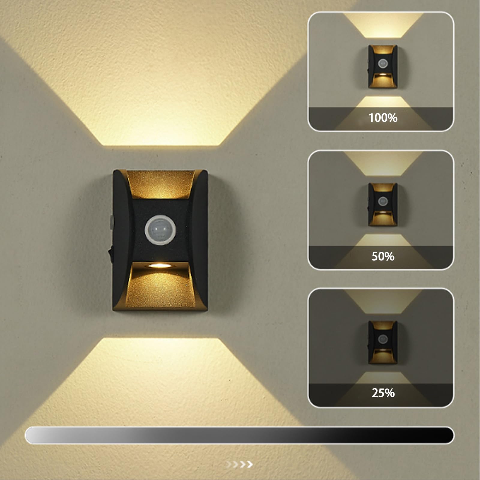 Lampa ścienna z czujnikiem ruchu LED, przełącznik, ładowana przez USB, pilot zdalnego sterowania, ściemniana, aluminiowa dekoracja wnętrz na schody, salon, hotel (czarny)