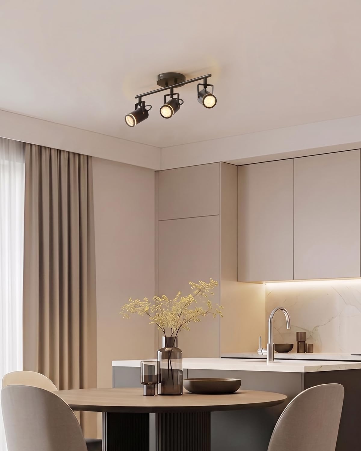 LVWIT Luminaire Plafonnier LED Métal Noir Mat, Plafonnier 3 Spots Orientable GU10, Luminaire Intérieurs, Spots de Plafond Cuisine avec Diffuseur Lumineux (Ampoules Non Incluses)