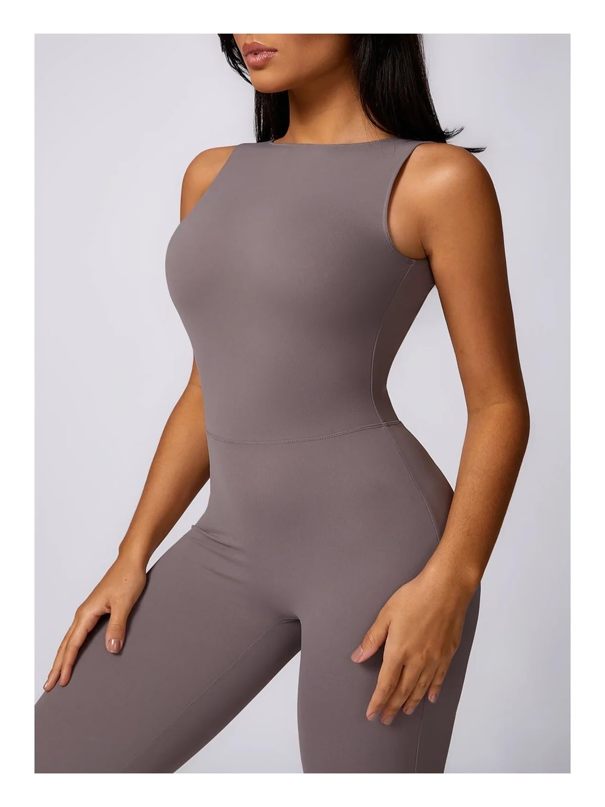 Combinaison de Yoga Une pièce Dos Nu ajourée for Femme, Combinaison de Sport sans Manches, de Fitness, d'entraînement, d'exercice, Moulante et évasée pour La Danse et L'entraînement