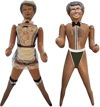 merrimix - Destiny Maid and Isaac Chippendale Costume Inflatable Blow Up Dolls Gag Gifts for Men, Bachelor Party Favors and Decorations, Funny