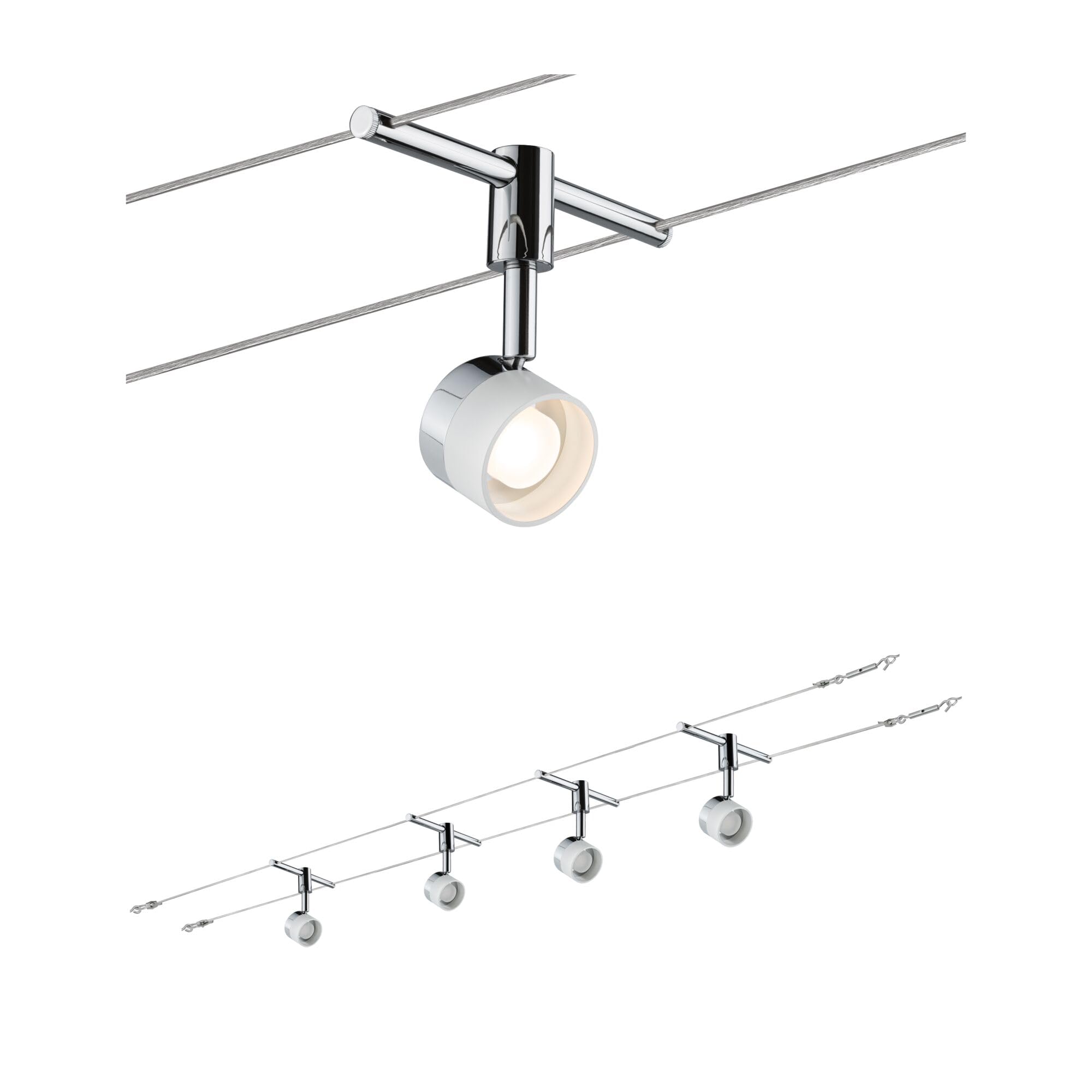 Paulmann 94080 Sistema cavo Stage 4x5W bianco/cromo 230/12V 30VA metallo/vetro