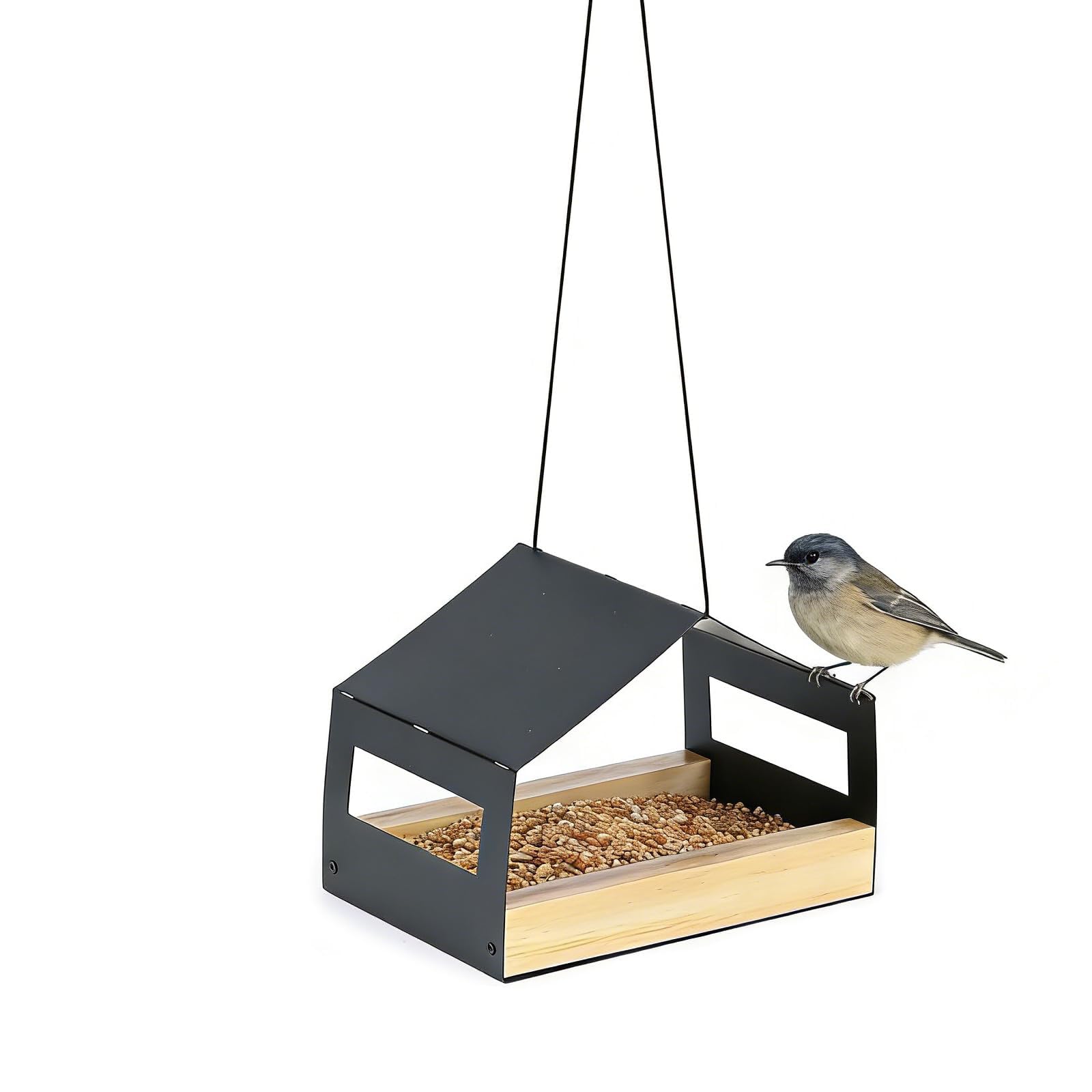 Metal Bird Feeders for Garden Window Bird Feeder, Outdoors Birds Feeders Hanging Station Fly in Double Entrance, Weatherproof for Small Birds Seed Feeder for Backyard, Terrace, Fences