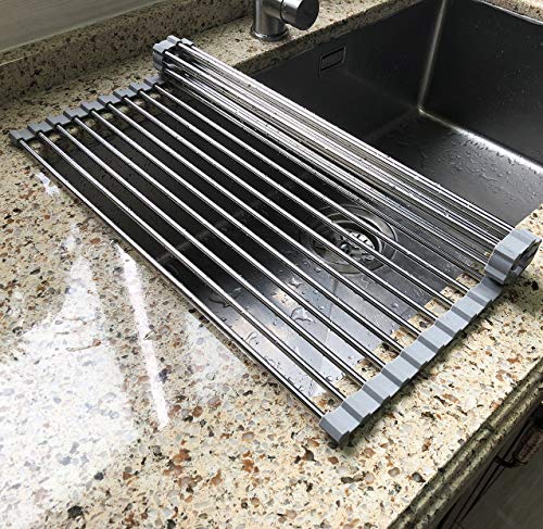 Attom Tech Home 17.7" x 11.5" Long Dish Drying Rack, Roll Up Dish