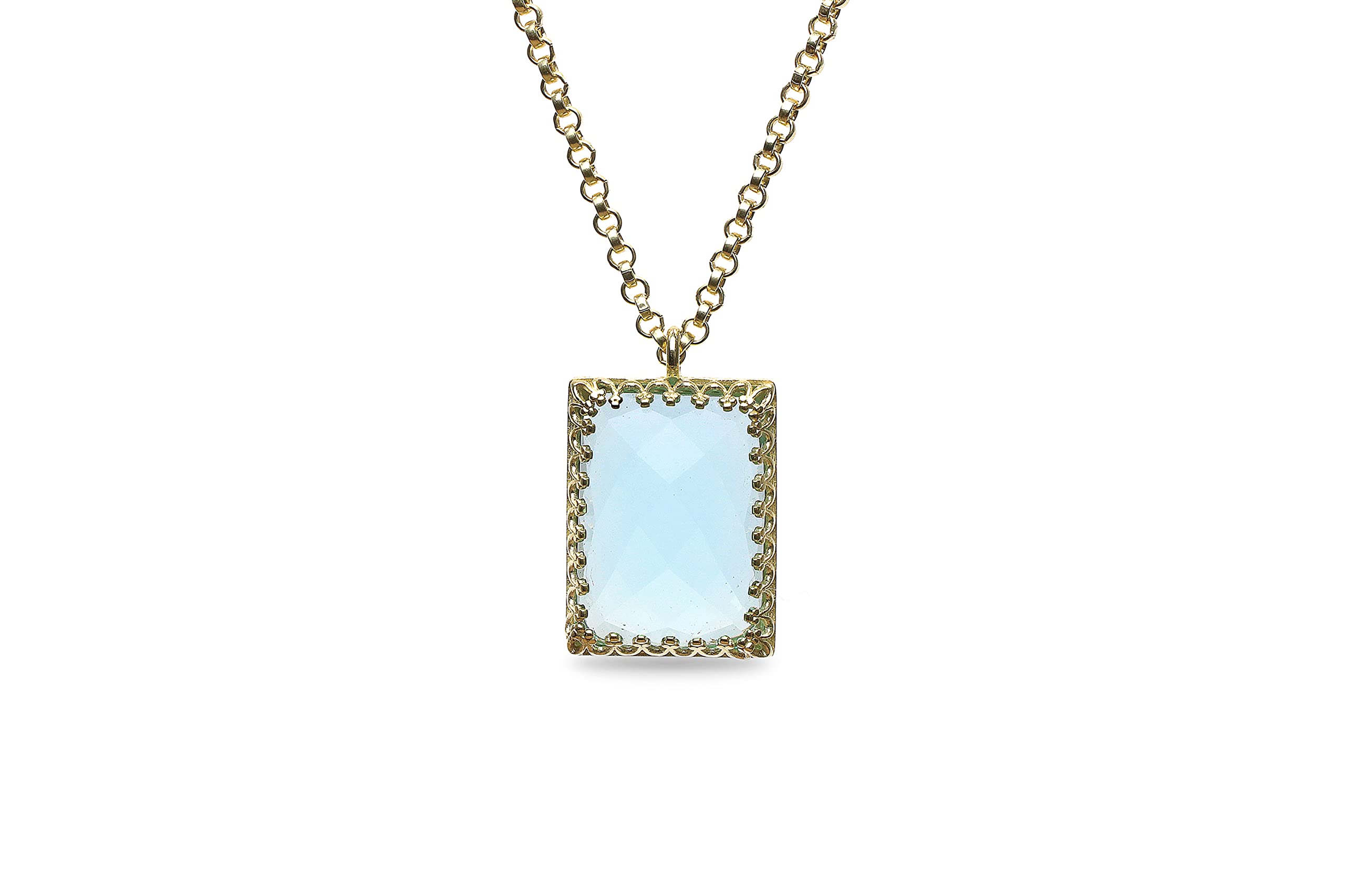 Collier Topaze Rectangle Stylisé - Colliers Faits Main, Colliers de Pierres Précieuses, Colliers de Mode pour les Occasions Spéciales - Bijoux Artisanaux de Pierre de Naissance pour les Femmes