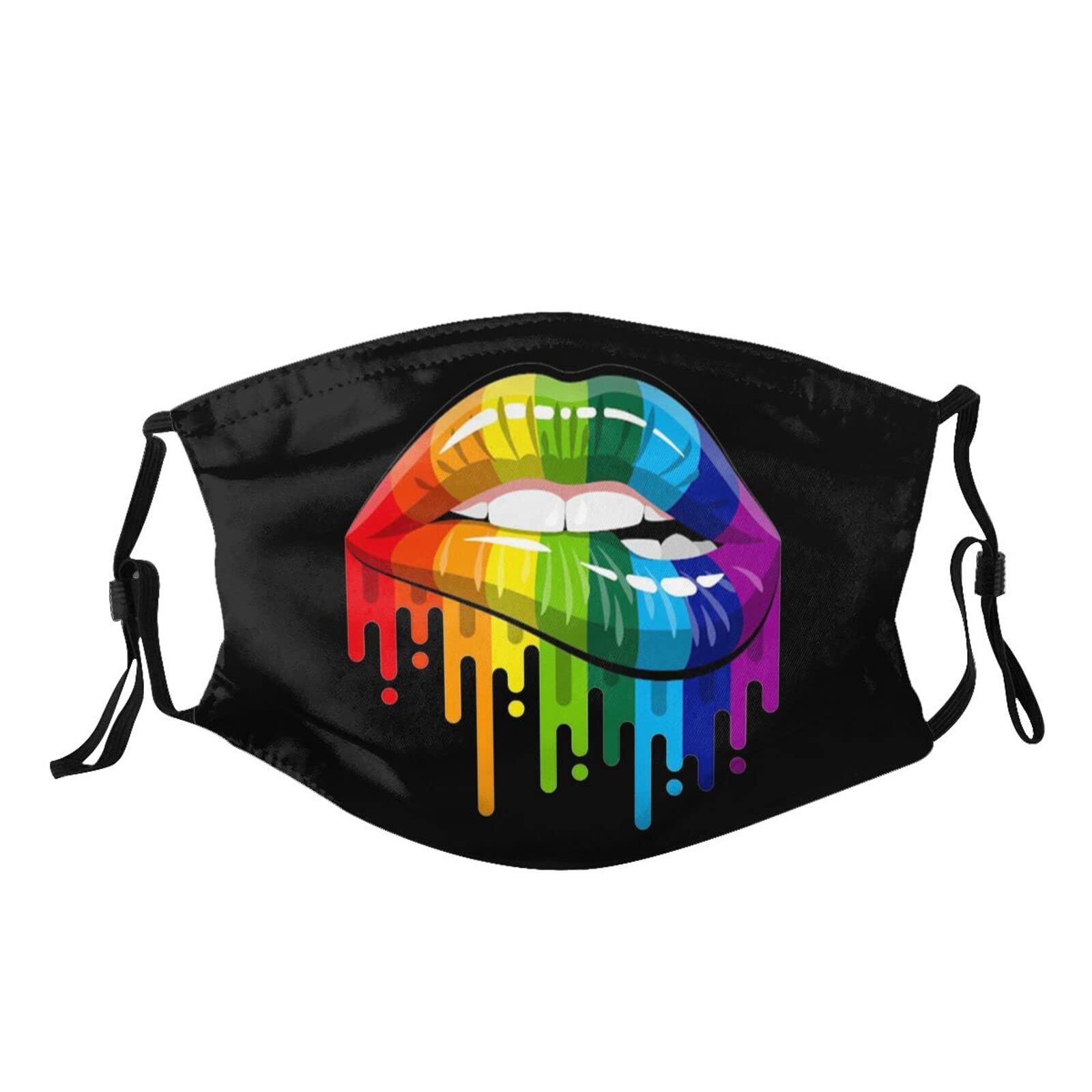 LGBT Rainbow Lip Gay Pride Face Mask Washable Reusable Adults Breathable with 2 Filters