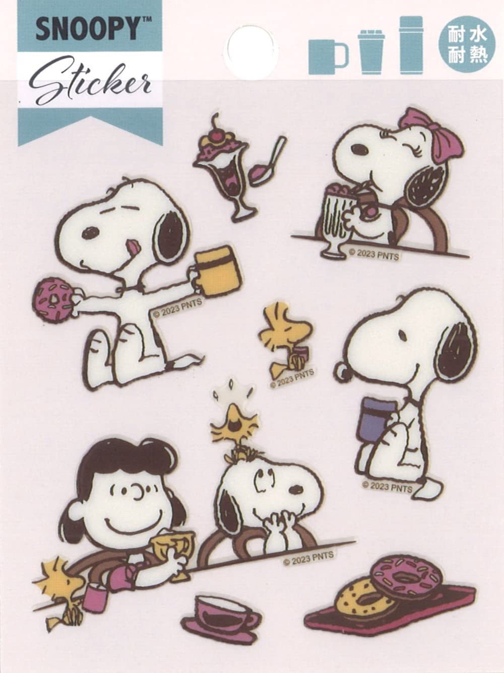 S&C Corporation Snoopy PKS297 Heat and Water Resistant Sticker Cafe