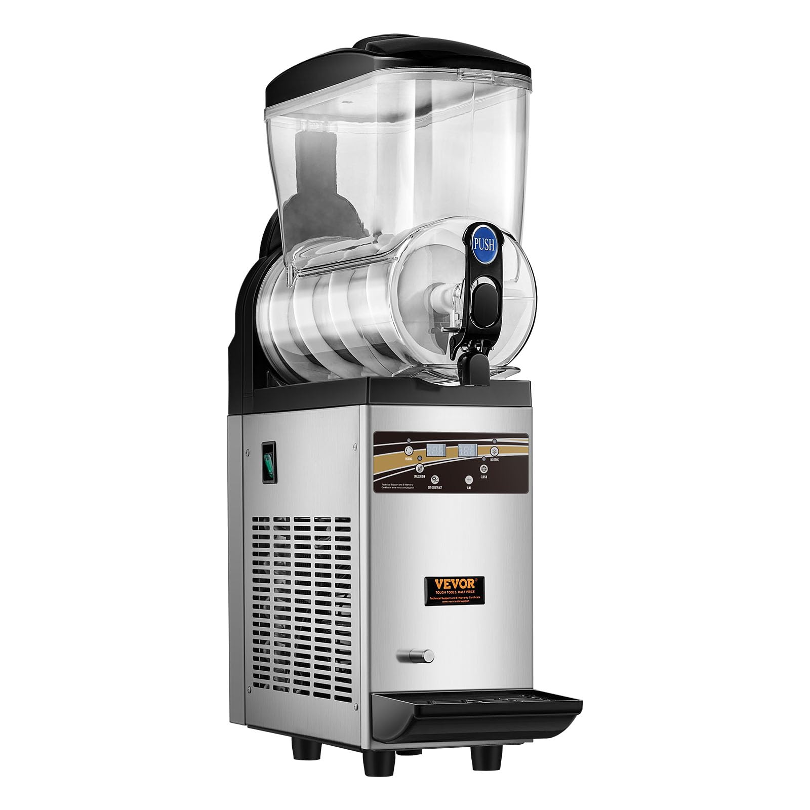 VEVOR - Máquina comercial de margarita, máquina comercial de granizado de un solo tanque de 15 l, 60 tazas de acero inoxidable para batidos de margarita, máquina de bebidas congeladas, máquina de