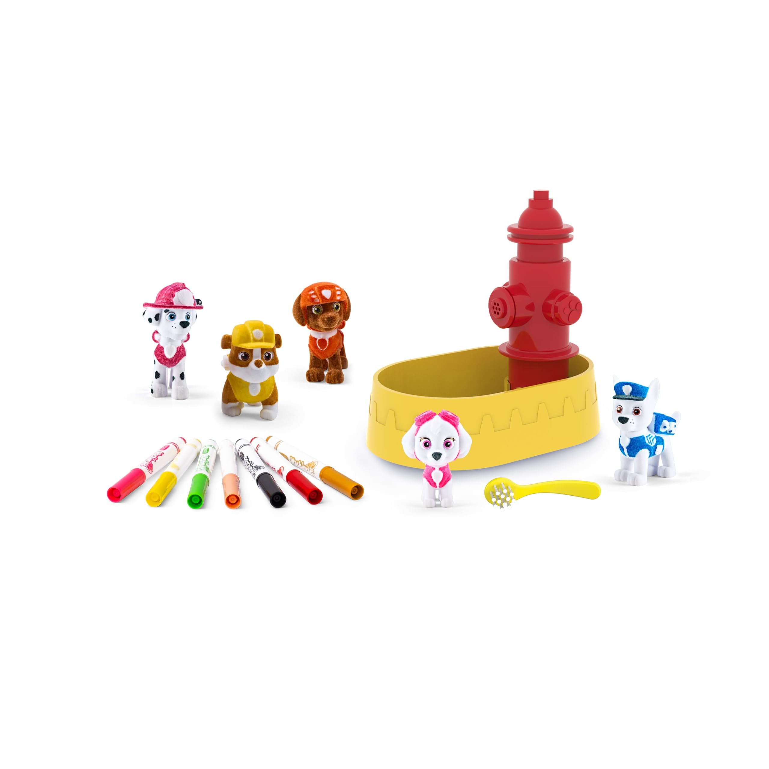 Crayola - Washimals Paw Patrol, zestaw kreatywny zawierający 5 szczeniąt, 8 flamastrów zmywalnych, wanienkę z prysznicem, szczoteczkę, zabawa i prezent dla dzieci, od lat 3, 74-0291