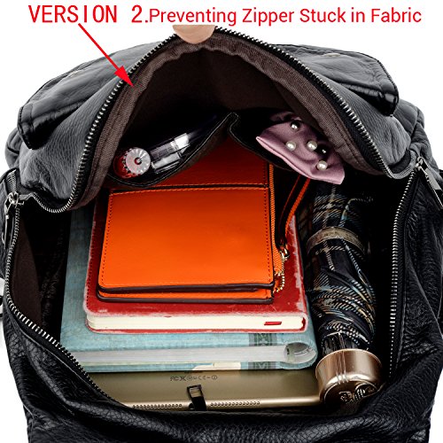 Uto Women Backpack Purse Pu Washed Leather Rivet Studded Convertible Ladies Rucksack Shoulder Bag Black #TOP1