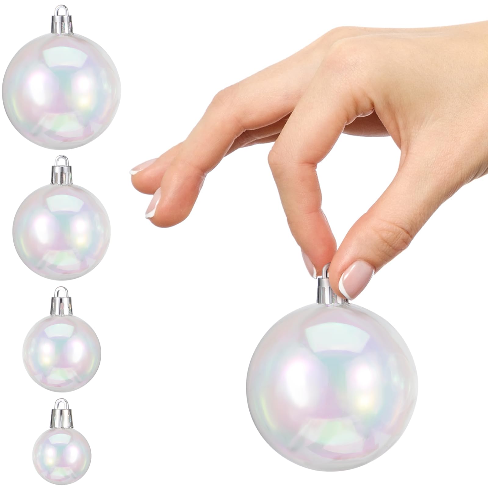SOLUSTRE 18pezzi Palline di Natale Trasparenti in Plastica Decorativo per Albero e Feste Miniature Iridescenti Piccole Palline Riempibili per Ornamenti Natalizi