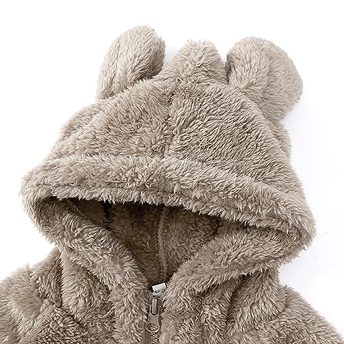 Yartina Baby Boys Girls Sherpa Fuzzy Hoodie Coat Winter Warm Pullover Jacket Faux Fur Outerwear Brown 2-3 Years #TOP2