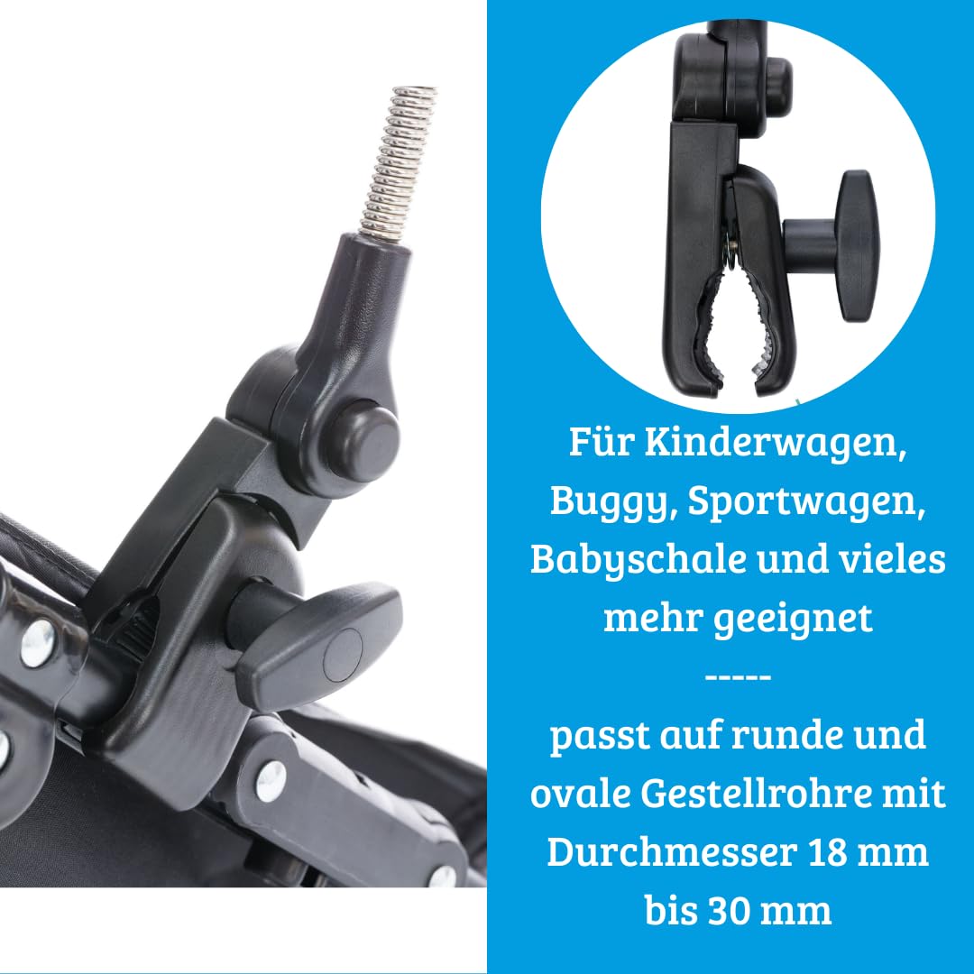 Fillikid Sonnenschirm Kinderwagen XL Exclusiv - Sonnenschutz Kinderwagen UV 50+ - Abnehmbare Halterung für Runde & Ovale Gestelle - Kinderwagen Sonnenschirm, 80 cm, Wasserabweisend