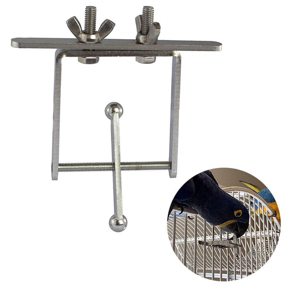 Juguete de soporte para pájaros con spinner de viaje de acero inoxidable que gira en el eje, juego mental para pájaros medianos a extragrandes