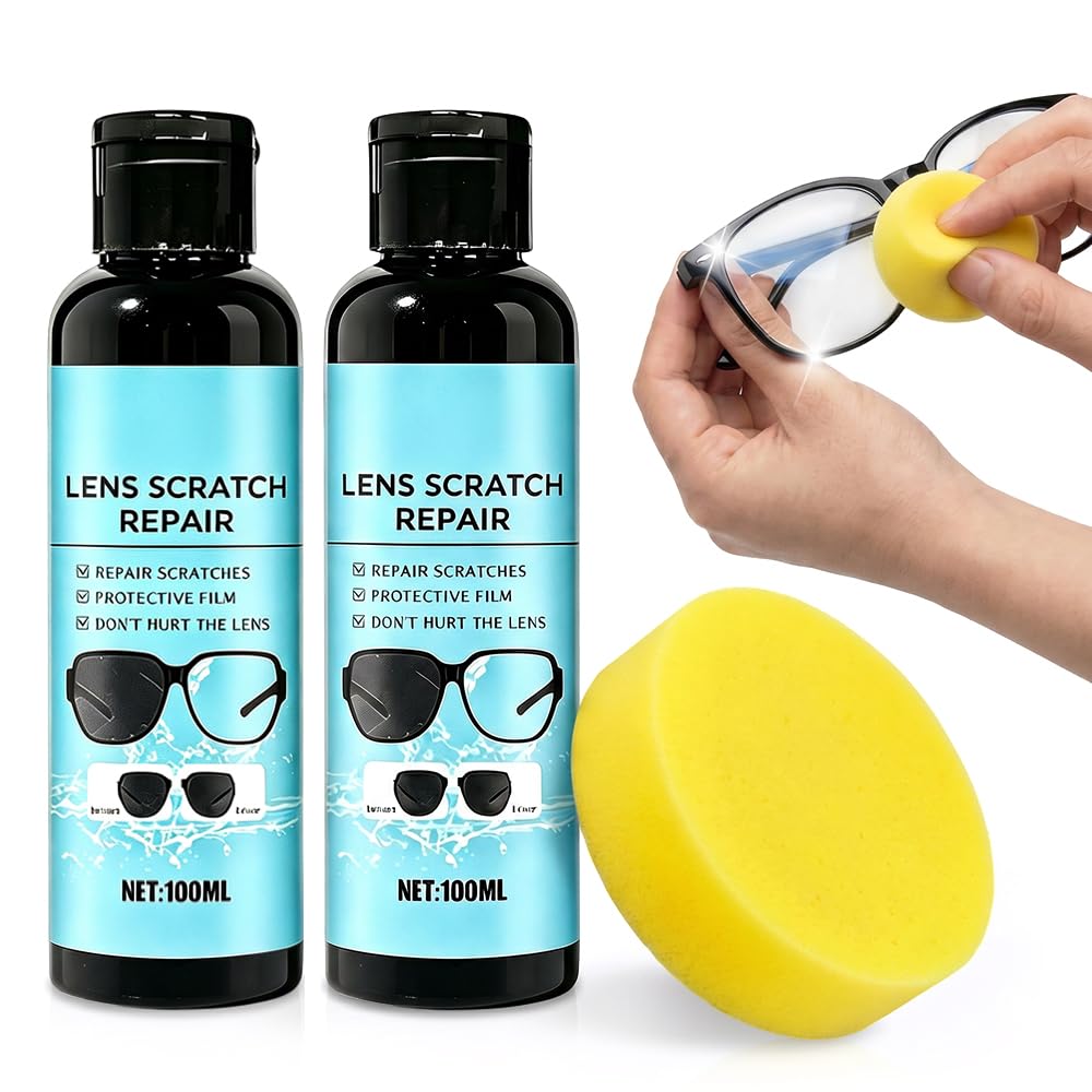 Eyeglass Scratch Remover Spray, Lens Cleaning Spray for Eyeglasses &amp; Sunglasses, Helps Reduce the Appearance of Minor Surface Marks for Daily Lens Care (2pcs)
