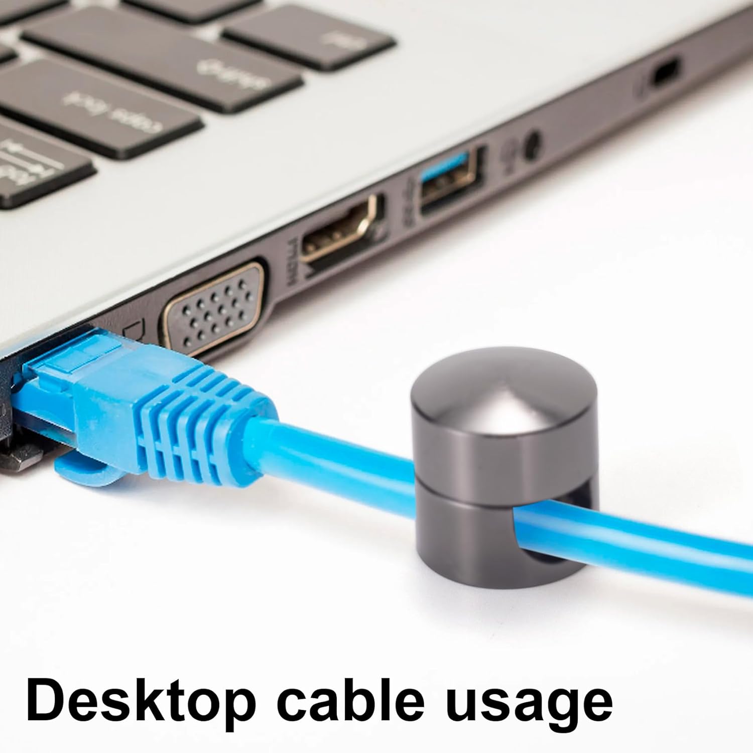 2pcs Self-Adhesive Cable Anchors for Desk, Aluminum Phone Cord Holder Clips, Adjustable Round Cable Organizers for Desk Nightstand Walls- Black