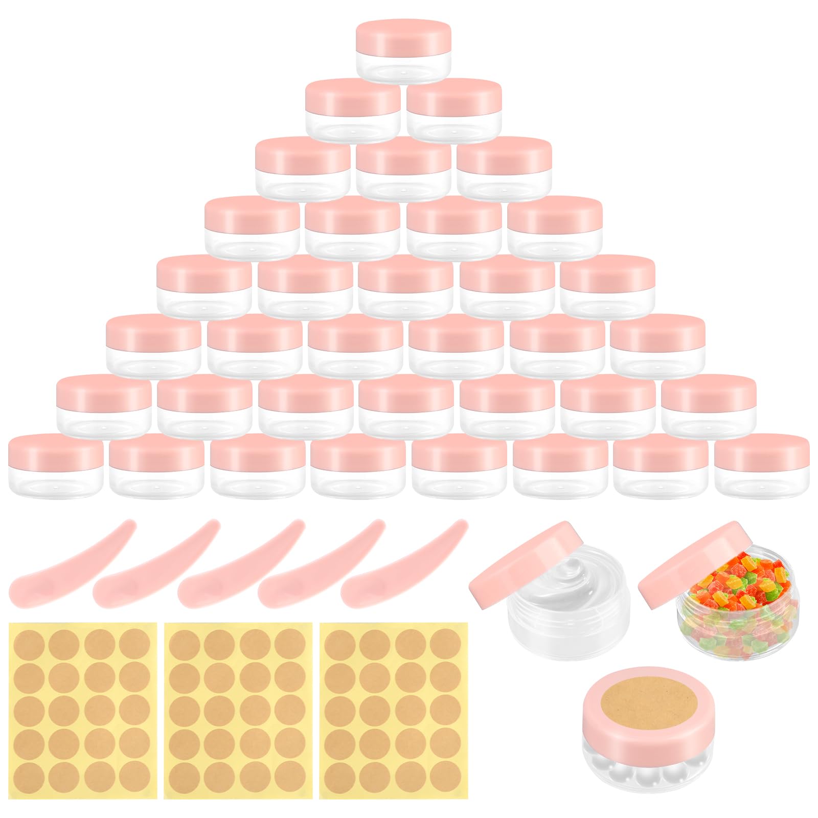 Pack of 40 Jars, 10 ml Plastic Sample Containers, Mini Transparent Empty Jar, Clear Jar, Empty Cosmetic Jar for Lotion Cream