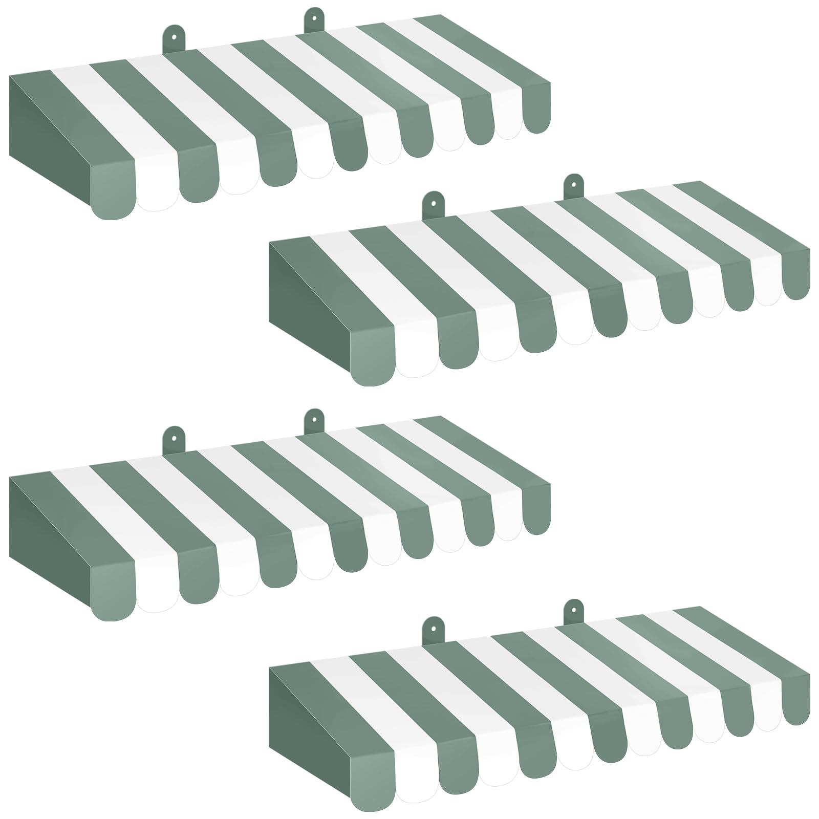 Boao 4 Pack Circus Awning Decoration 3D Stripe Cardboard Awning Carnival Wall Decor Circus Party Favors for Lemonade Stand Bakery Ice Cream Truck Bulletin Board(Sage Green and White,Striped Style)