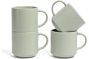 Enjoy Your Morning Coffee in Style with Our Stoneware Coffee Mugs - Set of 4