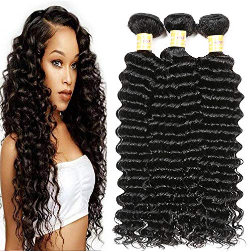 Brazilian Deep Wave Bundles 8A 100% Unprocessed Virgin Human Hair 3 Bundles Deep Wave Natural Color (20 22 24)