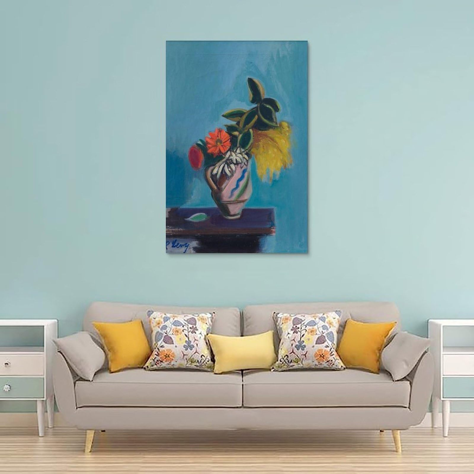 generisch Still Life with Mimosas by Rudolf LevyModernas impresiones en lienzo, pinturas decorativas para habitación de niños o niñas, murales para sala de estar y pinturas con motivos navideños 20 x
