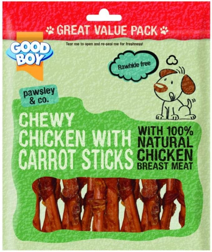 Pet Things Good Boy Pawsley & Co Chewy Chicken With Carrot Sticks Dog Treat 320g (Pack of 3)