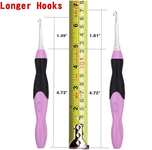 Miniatura 2 de Juego de ganchos de ganchillo iluminados, 11 tamaños de ganchos de ganchillo iluminados con estuche, gancho de ganchillo recargable con luz, 0.098