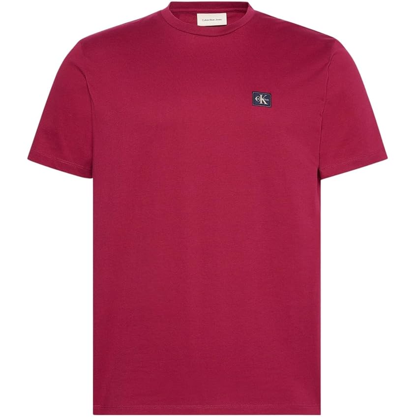 Calvin Klein Uomo T-Shirt Maniche Corte Badge Jersey Classic Tee in Cotone, Rosso (Beet Red), M
