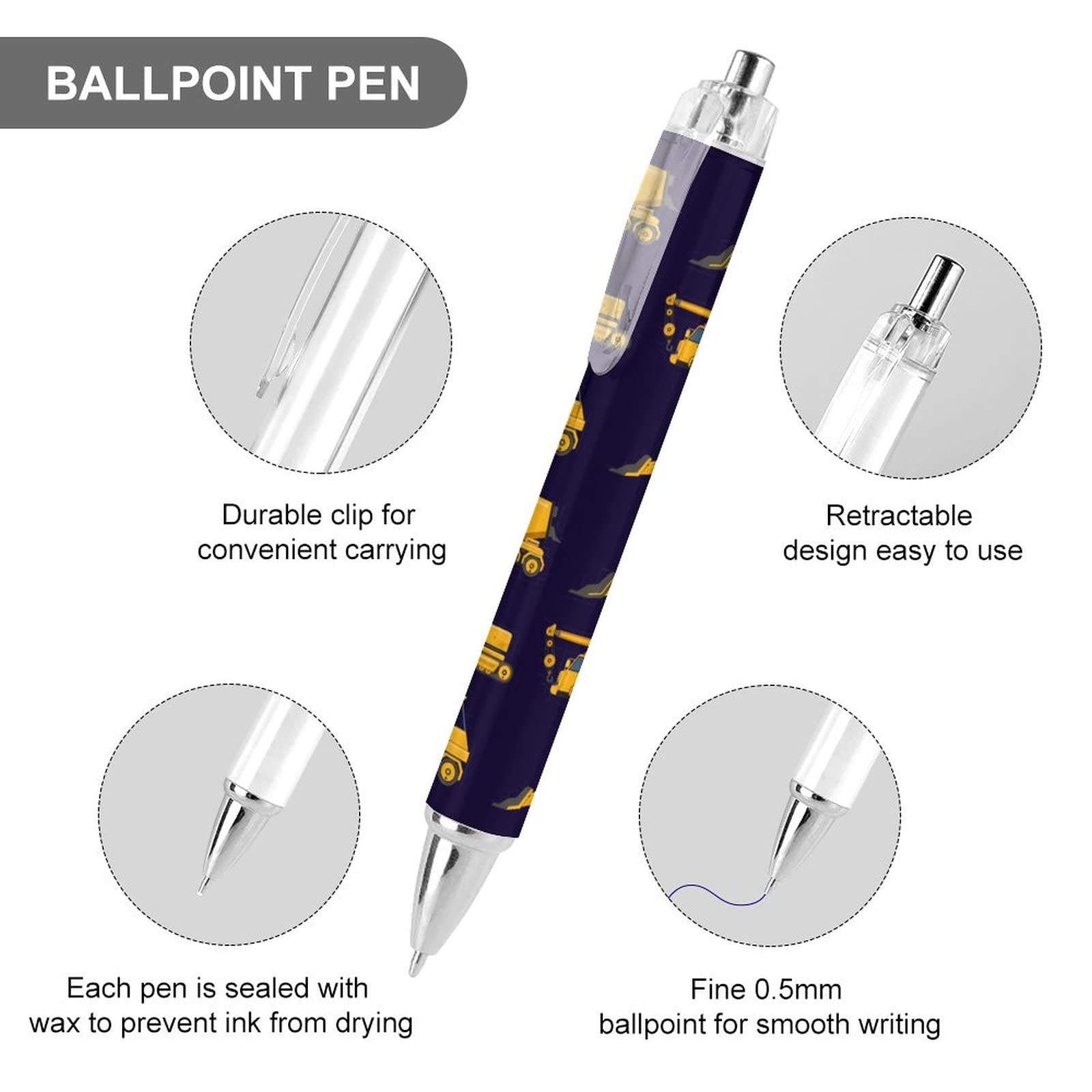 Lot De 2 Stylos Retractables Pointe Moyenne + 1 Surligneur Jaune Pointe Biseautée : Chez