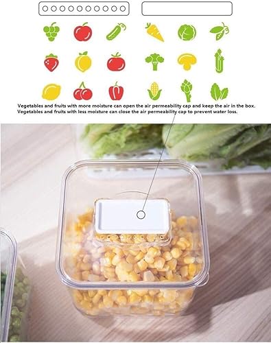 Miniatura 7 de SANNO Organizador de refrigerador de verduras, contenedores de alimentos con tapas, contenedores para refrigerador, alimentos, frutas, verduras,