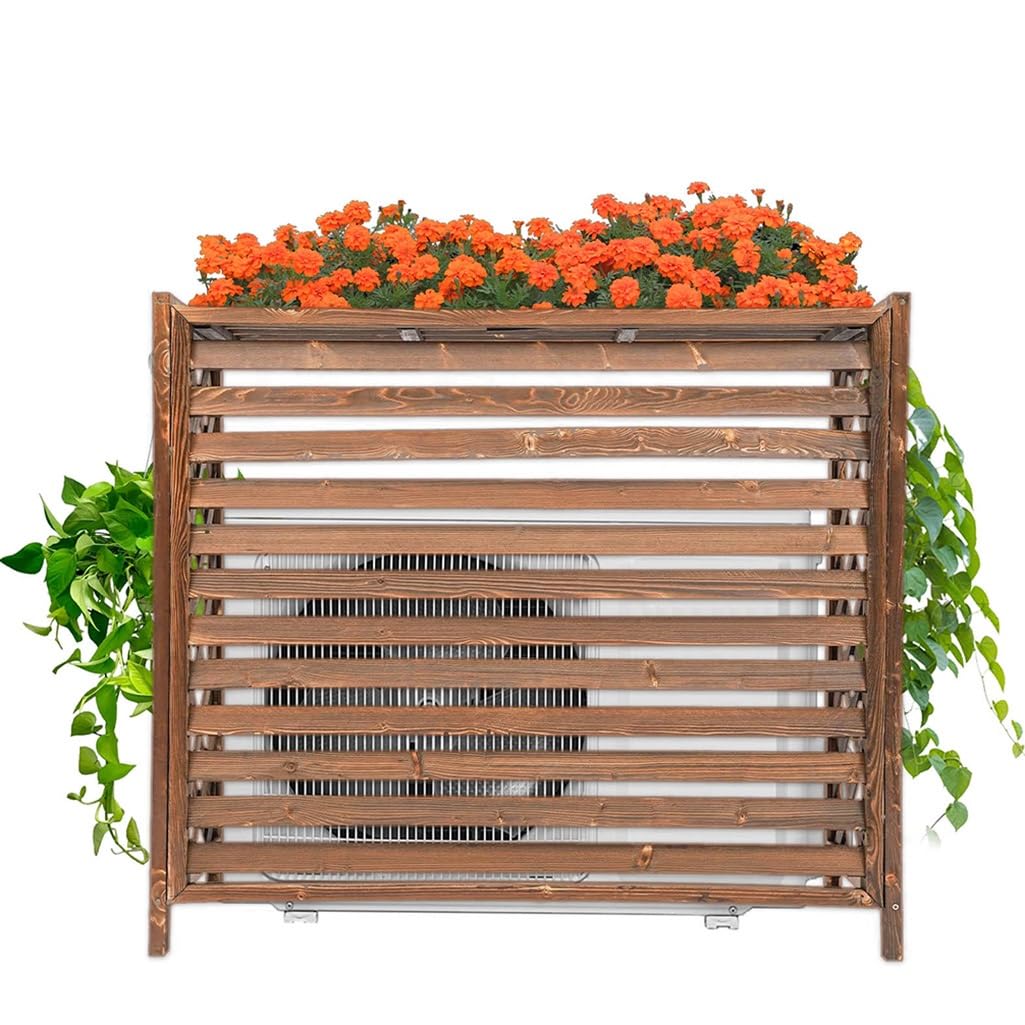 Cache Climatiseur Exterieur Cache Clim Bois Couvre-radiateur Plantes Et Fleurs pour L'extérieur Brise-Vue pour Cacher Le Climatiseur