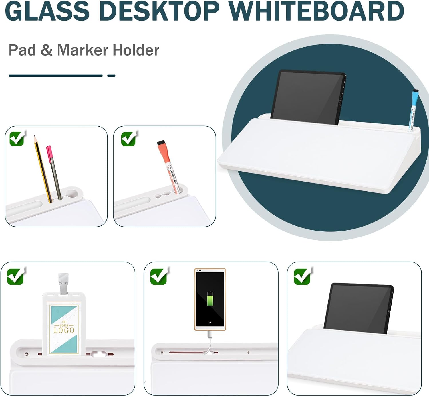 QUEENLINK Glass Desktop Whiteboard with Storage, Small Dry Erase Board with Drawers Desk Whiteboard with Stand Computer Keyboard Stand Organizer for Office Desk Accessories(White) 5 61kRoJkT58L. AC SL1500