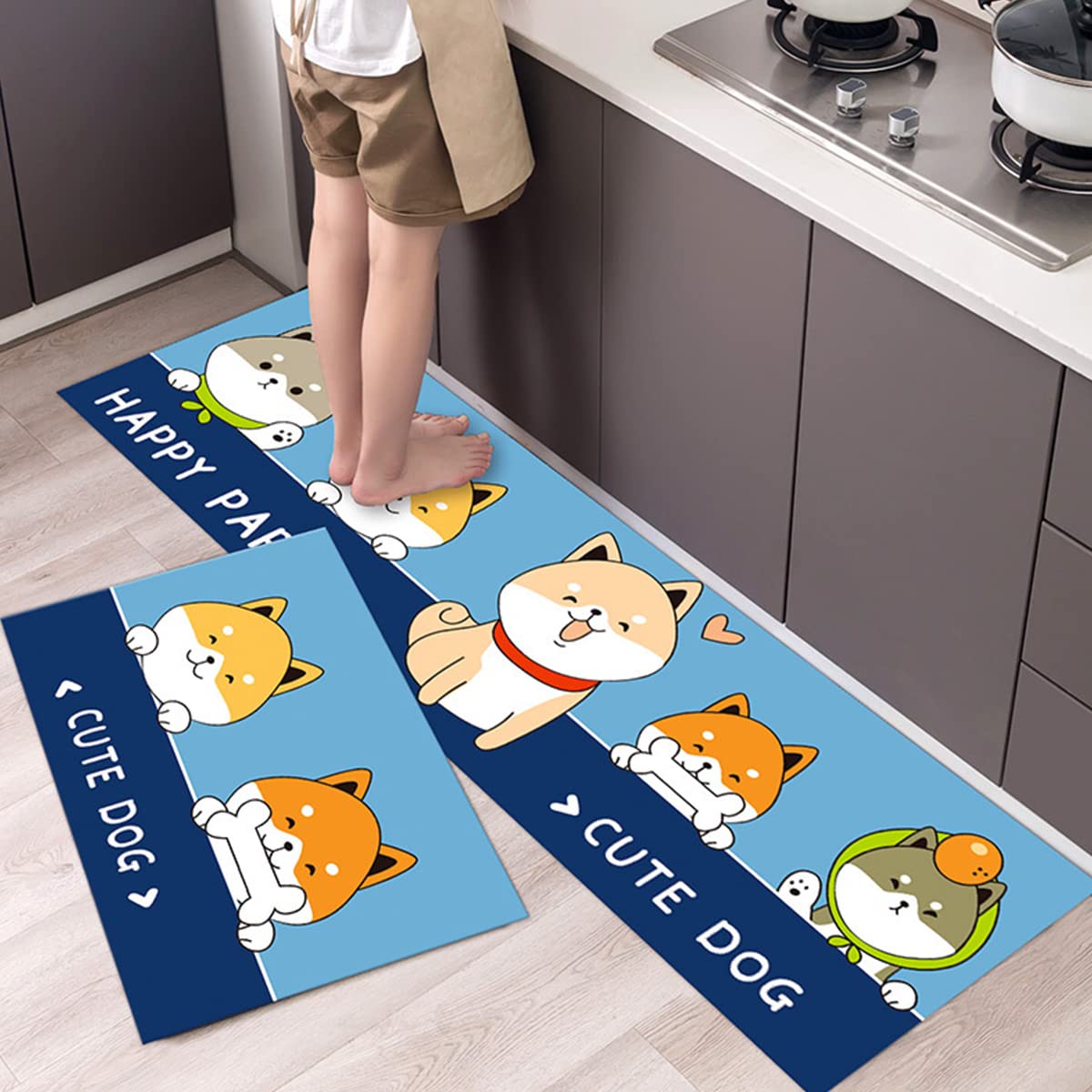 Tapete de cocina [2 piezas] acolchado antifatiga alfombra de cocina antideslizante impermeable alfombra cómoda de pie para cocina, suelo, oficina, fregadero, lavandería, 16 x 47 pulgadas